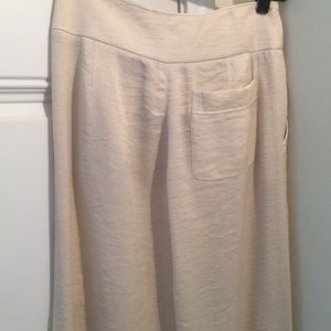 BCBG shimmery pearl colored wide leg pants.